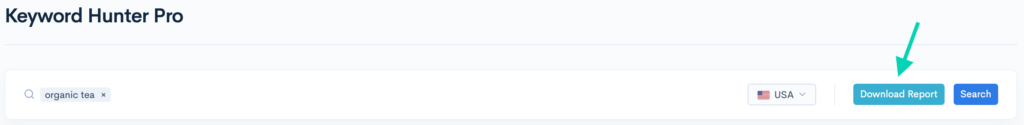 Download Report option in Keyword Hunter Pro.