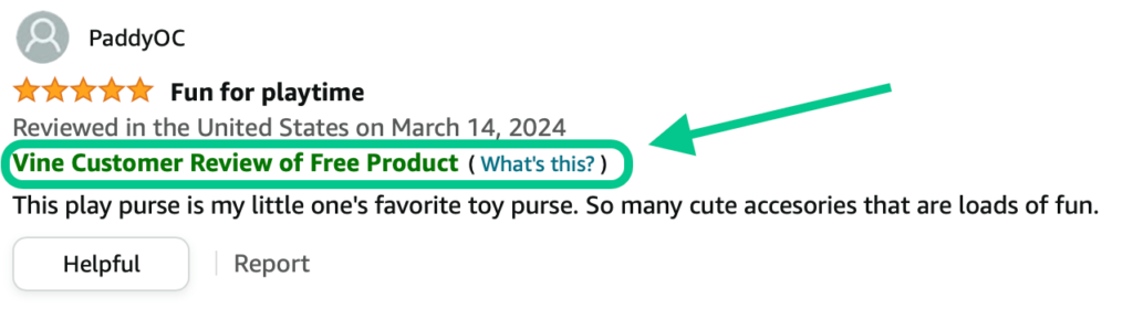 Amazon Vine customer review for a product, highlighting the Vine Customer Review of Free Product tag.