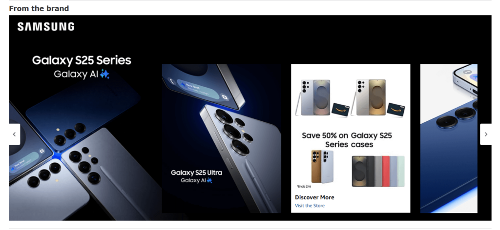 A product showcase on Amazon, featuring technology and product details.