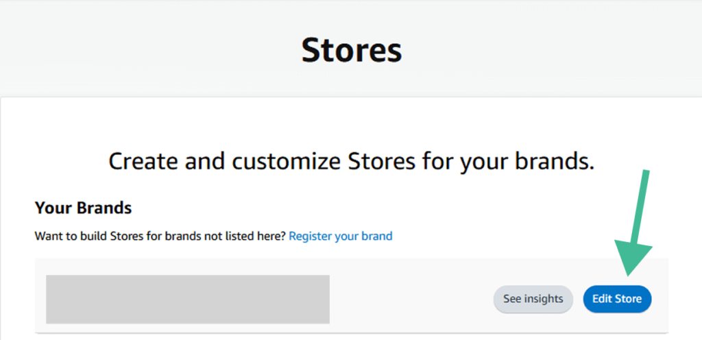 Screenshot of Amazon's Store insights page showing "See insights" and "Edit Store" buttons.